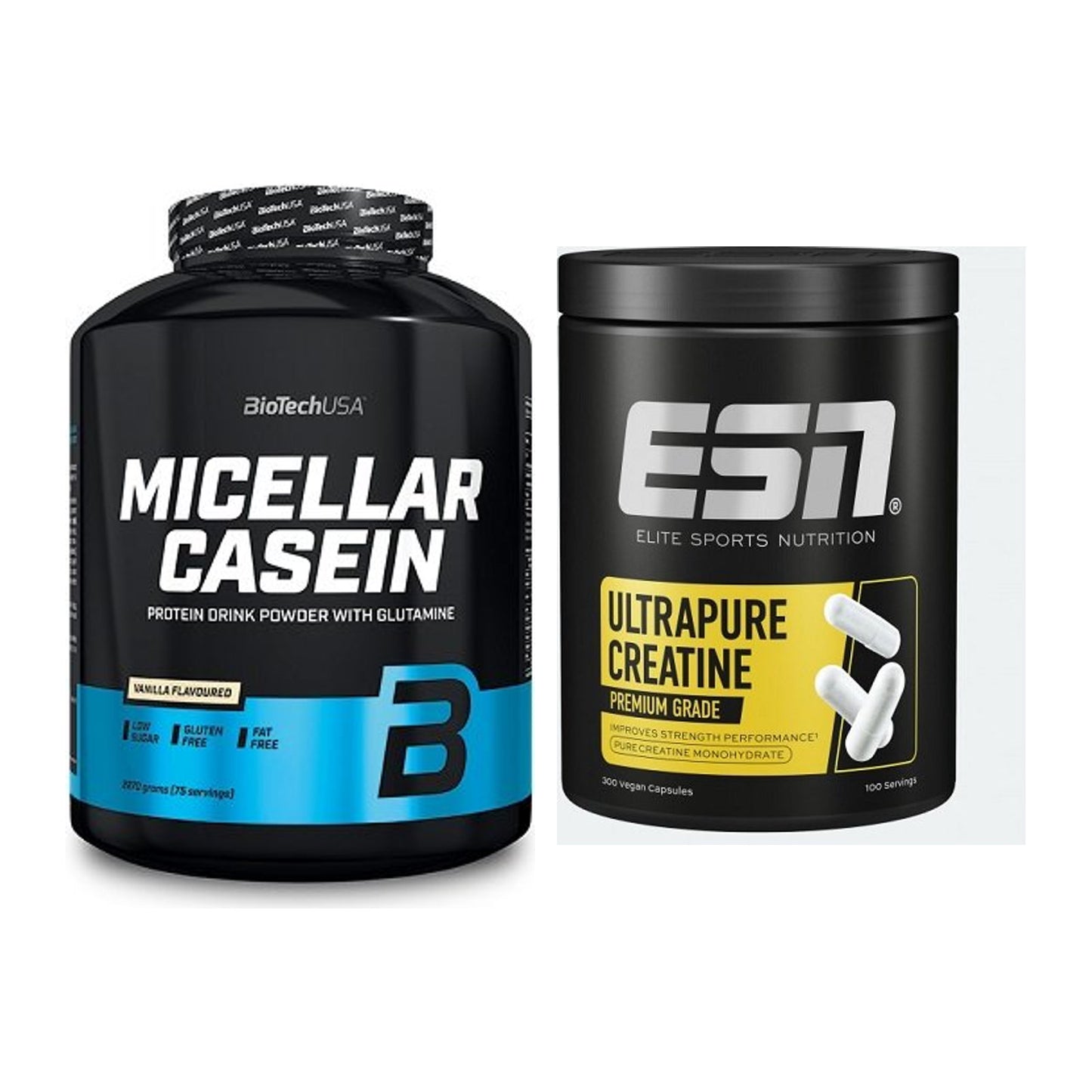 Muskelaufbau-Set: BioTech Micellar Casein + ESN Ultrapure Creatine – alle enthaltenen Artikel