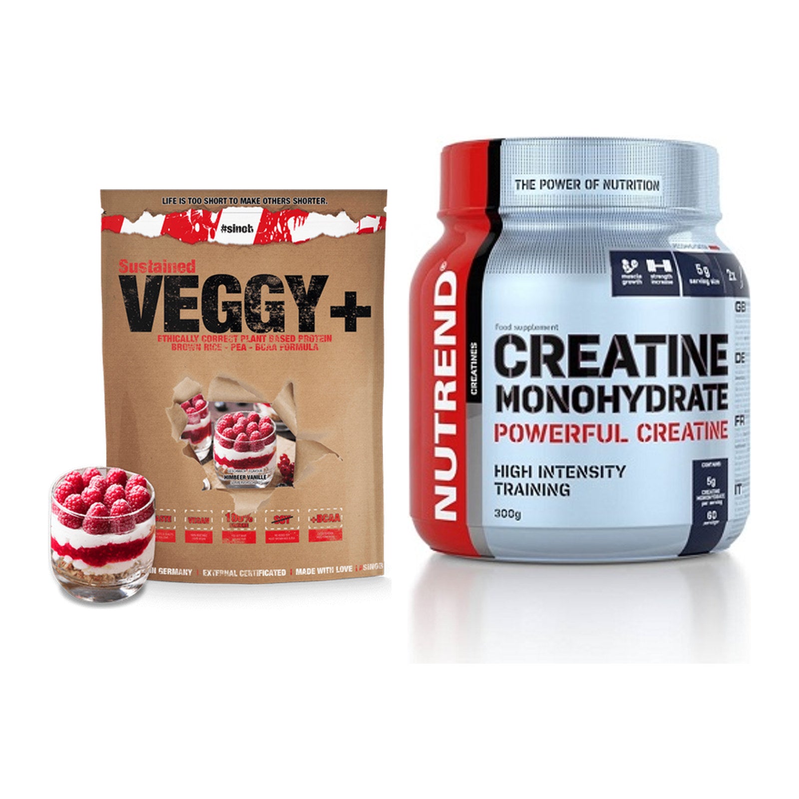 Muskelaufbau-Set: Sinob VEGGY + VEGAN + Nutrend Creatine – alle enthaltenen Artikel