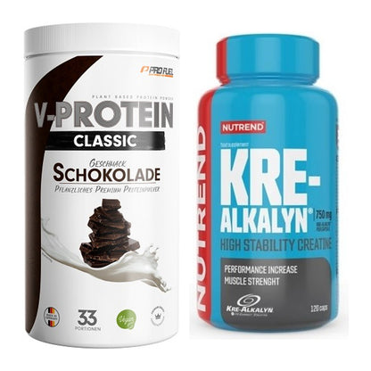 Muskelaufbau-Set: ProFuel VEGAN PROTEIN + Nutrend Kre-Alkalyn – alle enthaltenen Artikel
