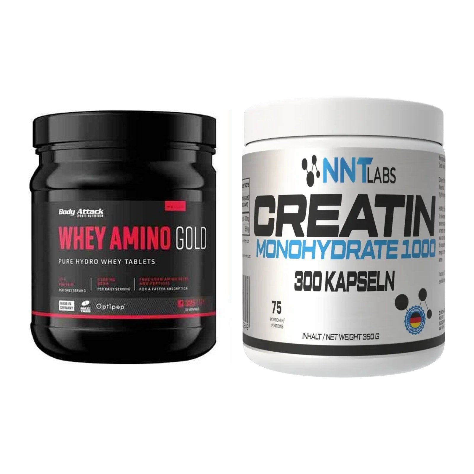 Muskelaufbau-Set: Body Attack Whey Amino Gold + NNT Creatin 1000 mg – alle enthaltenen Artikel