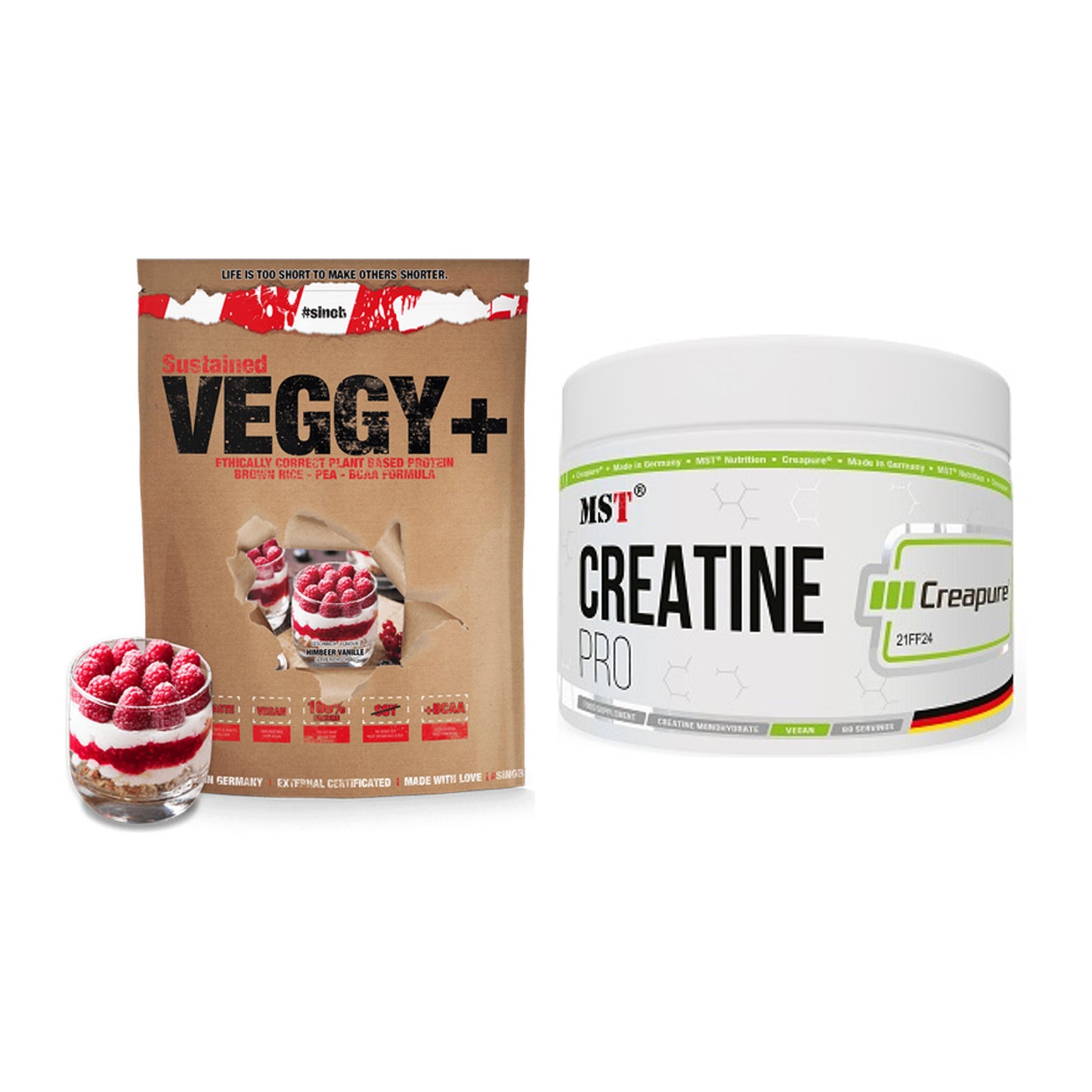 Muskelaufbau-Set: Sinob VEGGY + VEGAN + MST Creatin Pro CREAPURE – alle enthaltenen Artikel