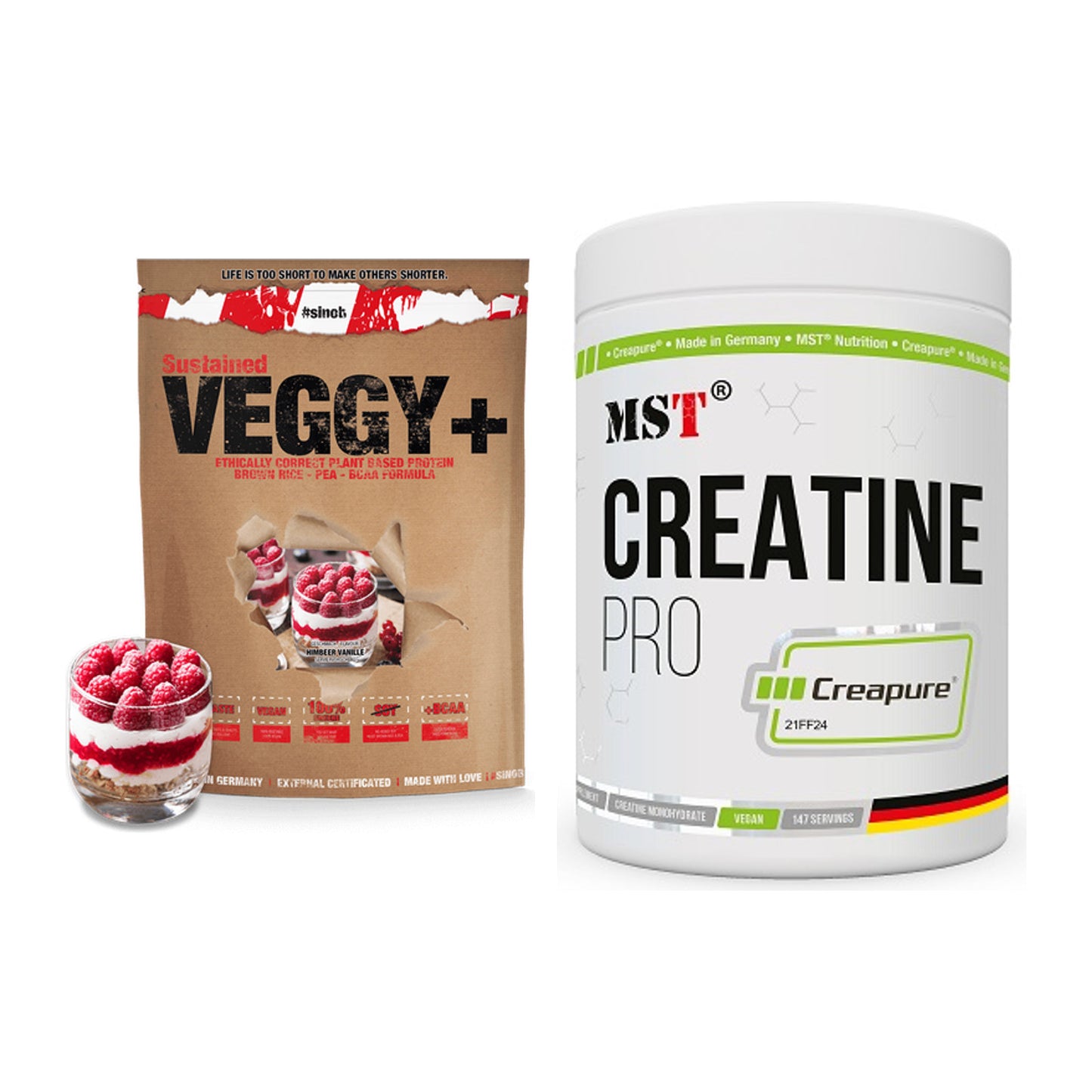 Muskelaufbau-Set: Sinob VEGGY + VEGAN + MST Creatin Pro CREAPURE – alle enthaltenen Artikel