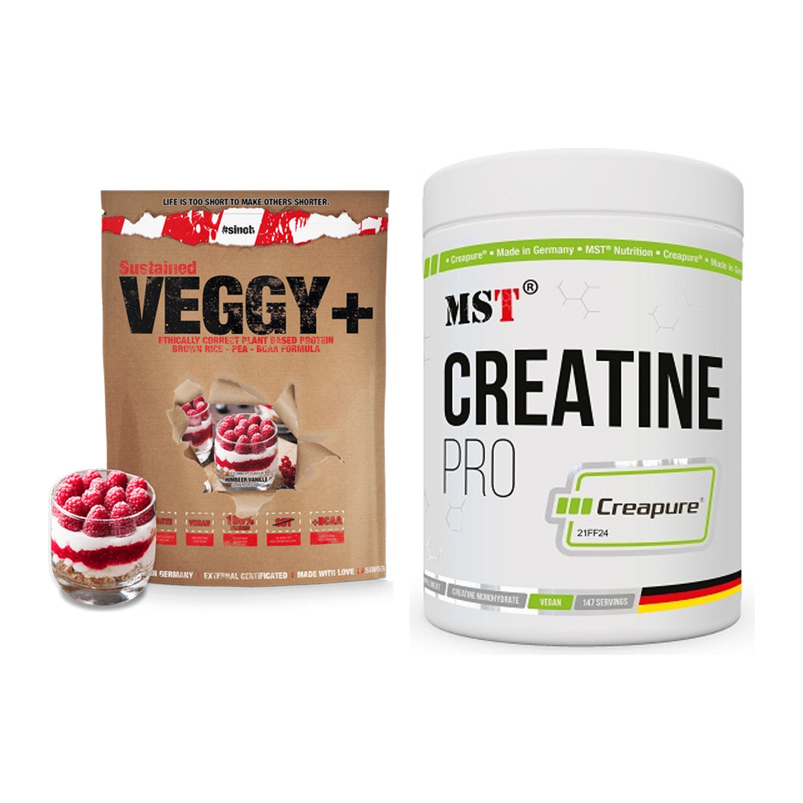 Muskelaufbau-Set: Sinob VEGGY + VEGAN + MST Creatin Pro CREAPURE – alle enthaltenen Artikel