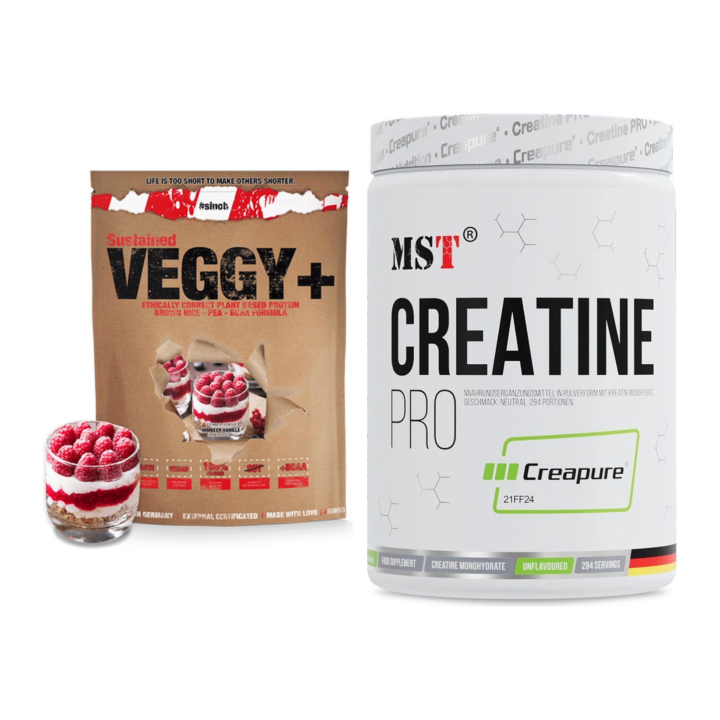 Muskelaufbau-Set: Sinob VEGGY + VEGAN + MST Creatin Pro CREAPURE – alle enthaltenen Artikel