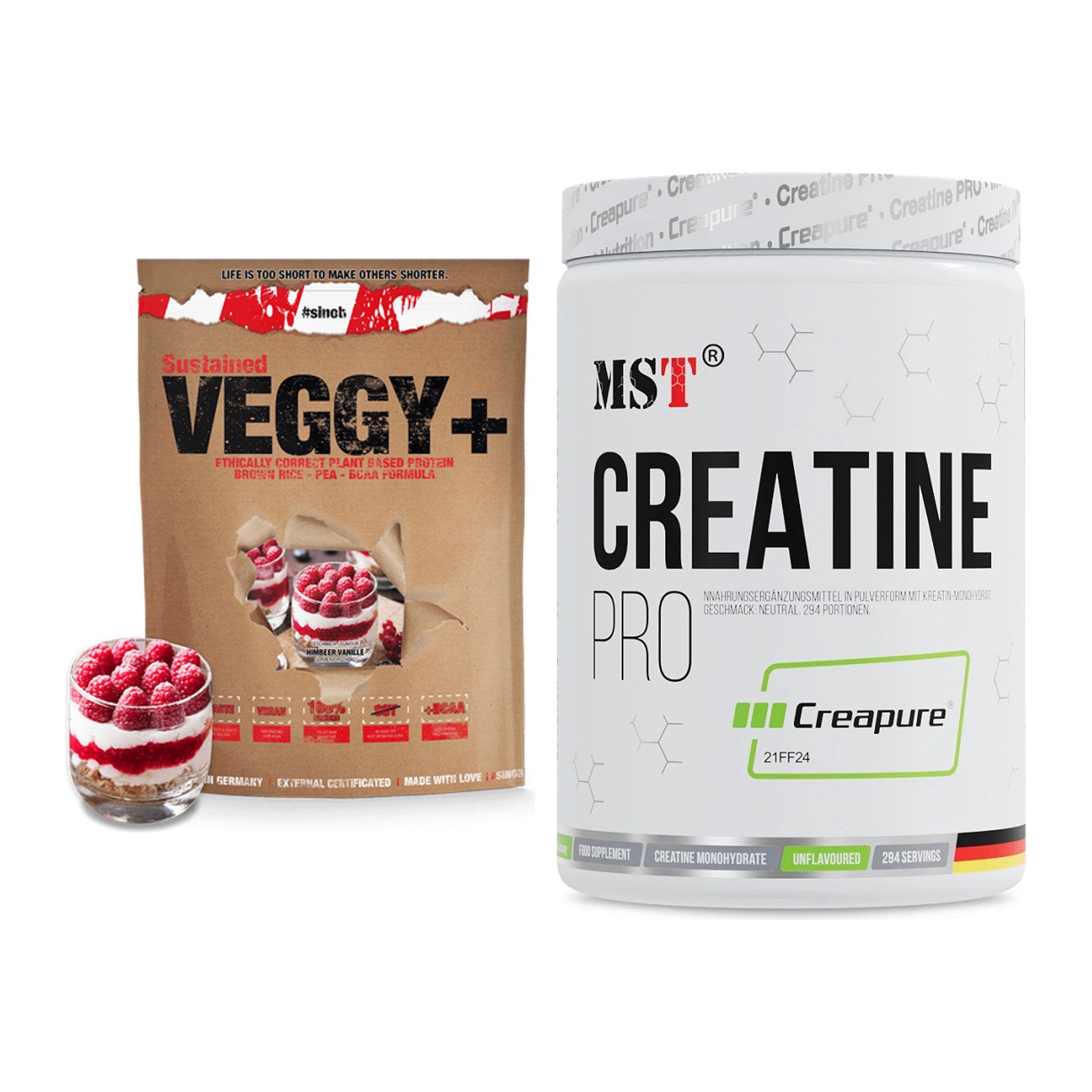 Muskelaufbau-Set: Sinob VEGGY + VEGAN + MST Creatin Pro CREAPURE – alle enthaltenen Artikel