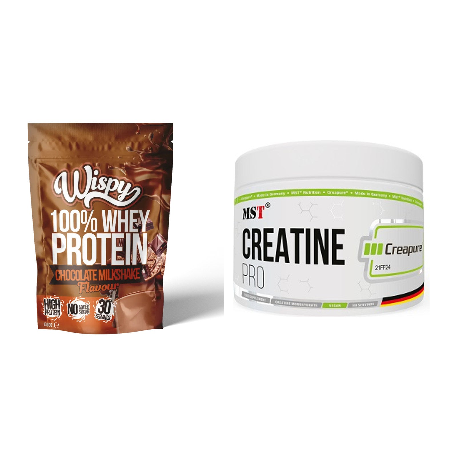 Muskelaufbau-Set: Wispy Whey 100% + MST Creatin Pro CREAPURE – alle enthaltenen Artikel