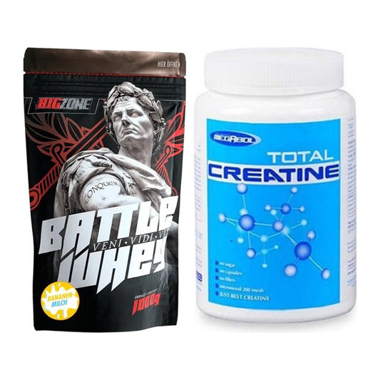 Muskelaufbau-Set: Big Zone Battle Whey 1000g + Megabol Total Creatine – alle enthaltenen Artikel
