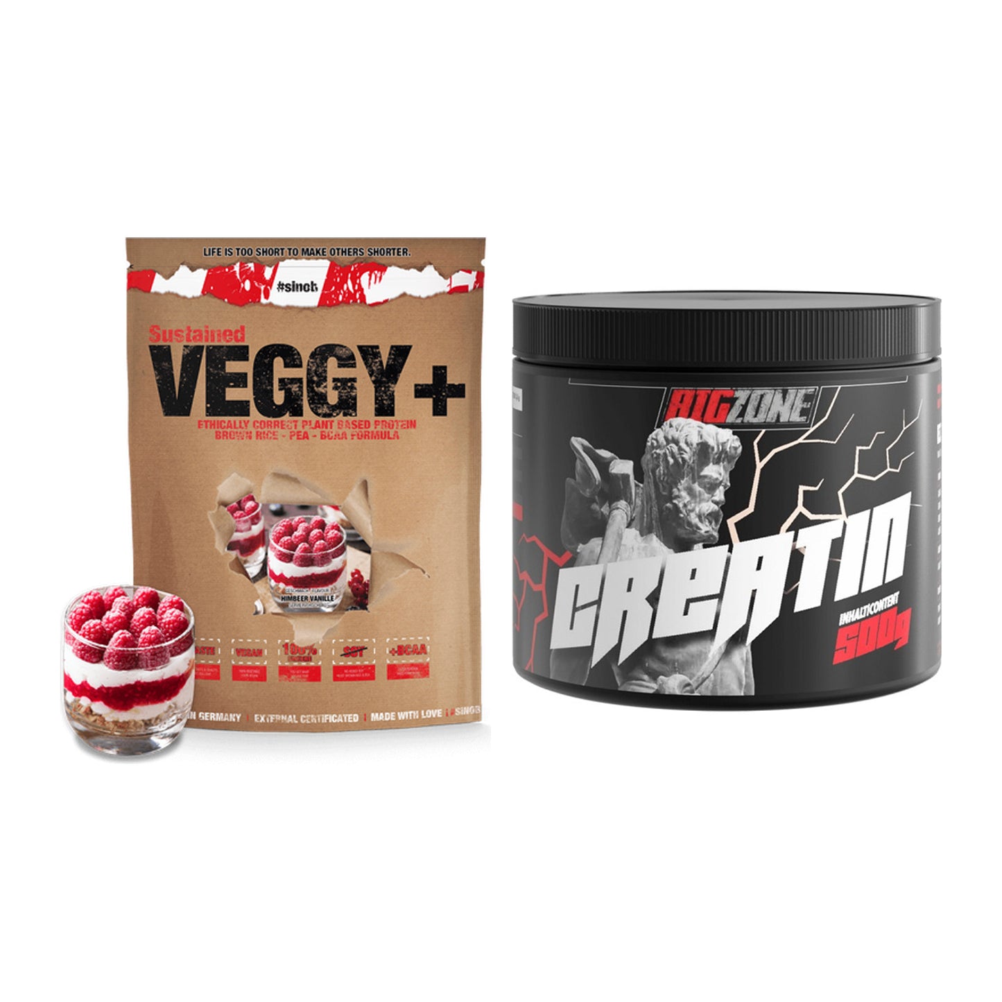 Muskelaufbau-Set: Sinob VEGGY + VEGAN PROTEIN + Big Zone Creatin – alle enthaltenen Artikel