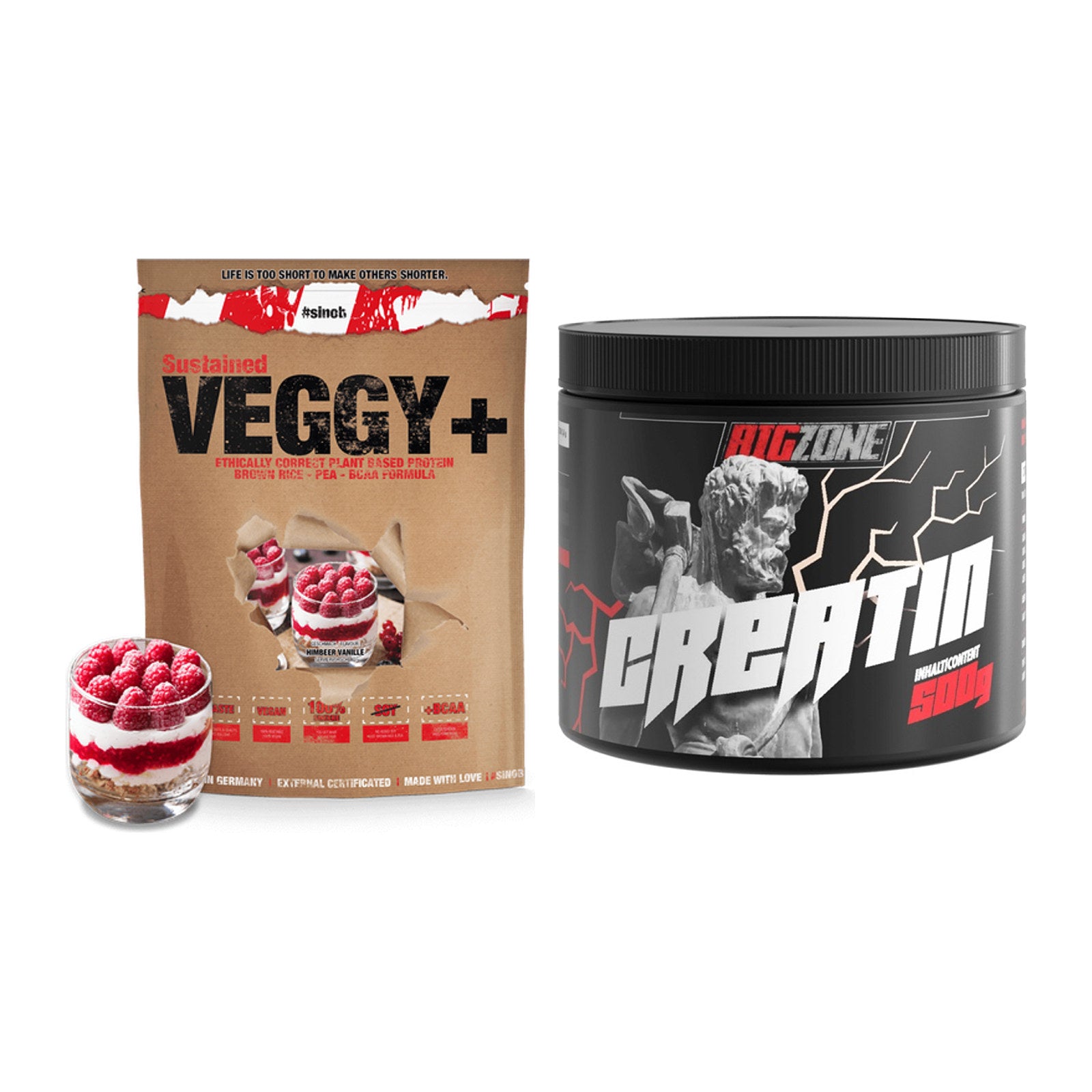 Muskelaufbau-Set: Sinob VEGGY + VEGAN PROTEIN + Big Zone Creatin – alle enthaltenen Artikel