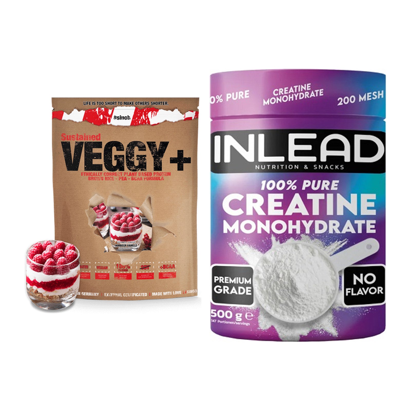 Muskelaufbau-Set: Sinob VEGGY + VEGAN + INLEAD Creatine – alle enthaltenen Artikel