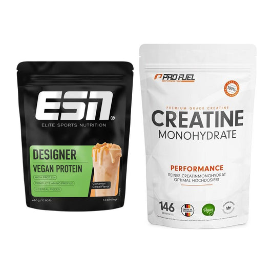 Muskelaufbau-Set: ESN Designer Vegan + ProFuel Creatine – alle enthaltenen Artikel