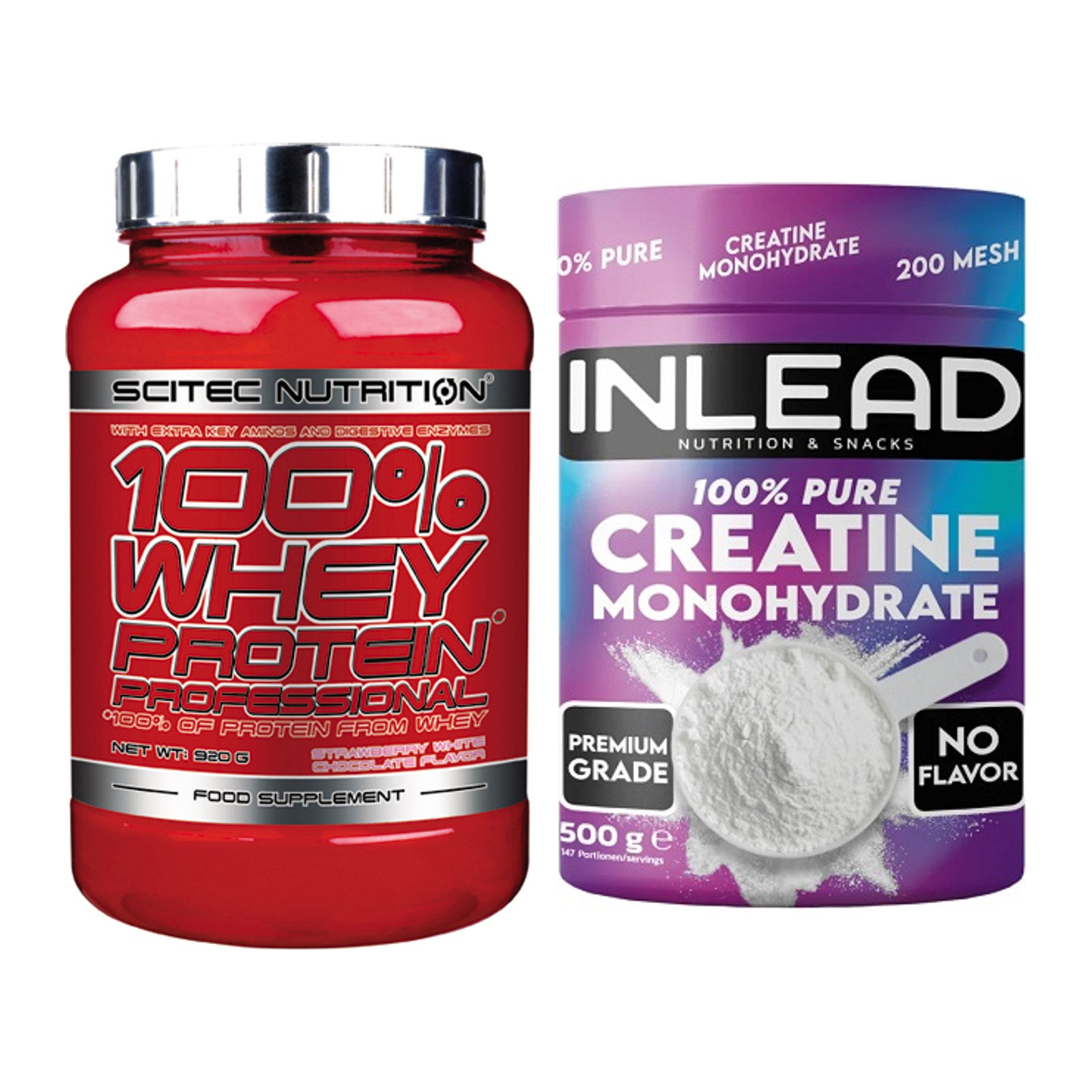 Muskelaufbau-Set: Scitec 100% Whey + INLEAD Creatine – alle enthaltenen Artikel