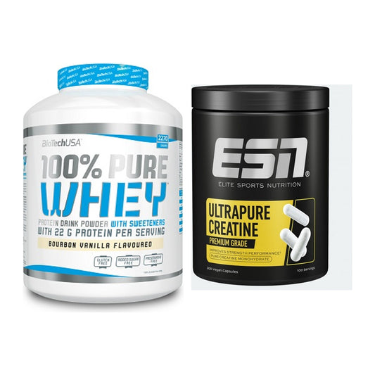 Muskelaufbau-Set: BioTech 100% Pure Whey + ESN Ultrapure Creatine – alle enthaltenen Artikel