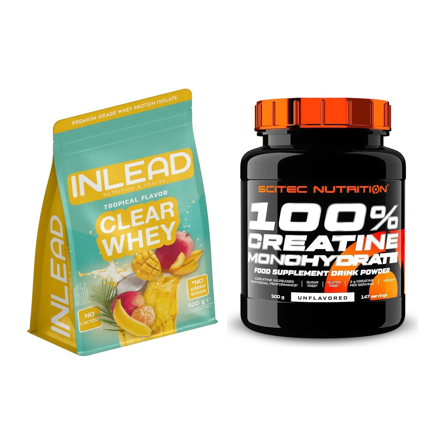 Muskelaufbau-Set: INLEAD Clear Whey + Scitec Creatine – alle enthaltenen Artikel