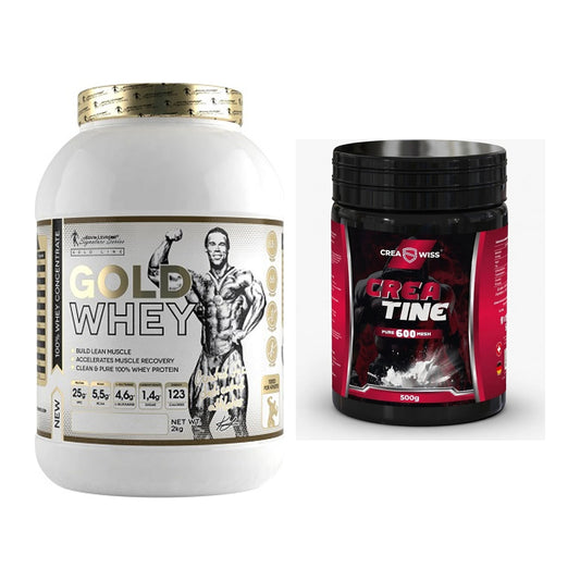 Muskelaufbau-Set: Kevin Levrone Gold Whey + CREASWISS Creatine 600 – alle enthaltenen Artikel