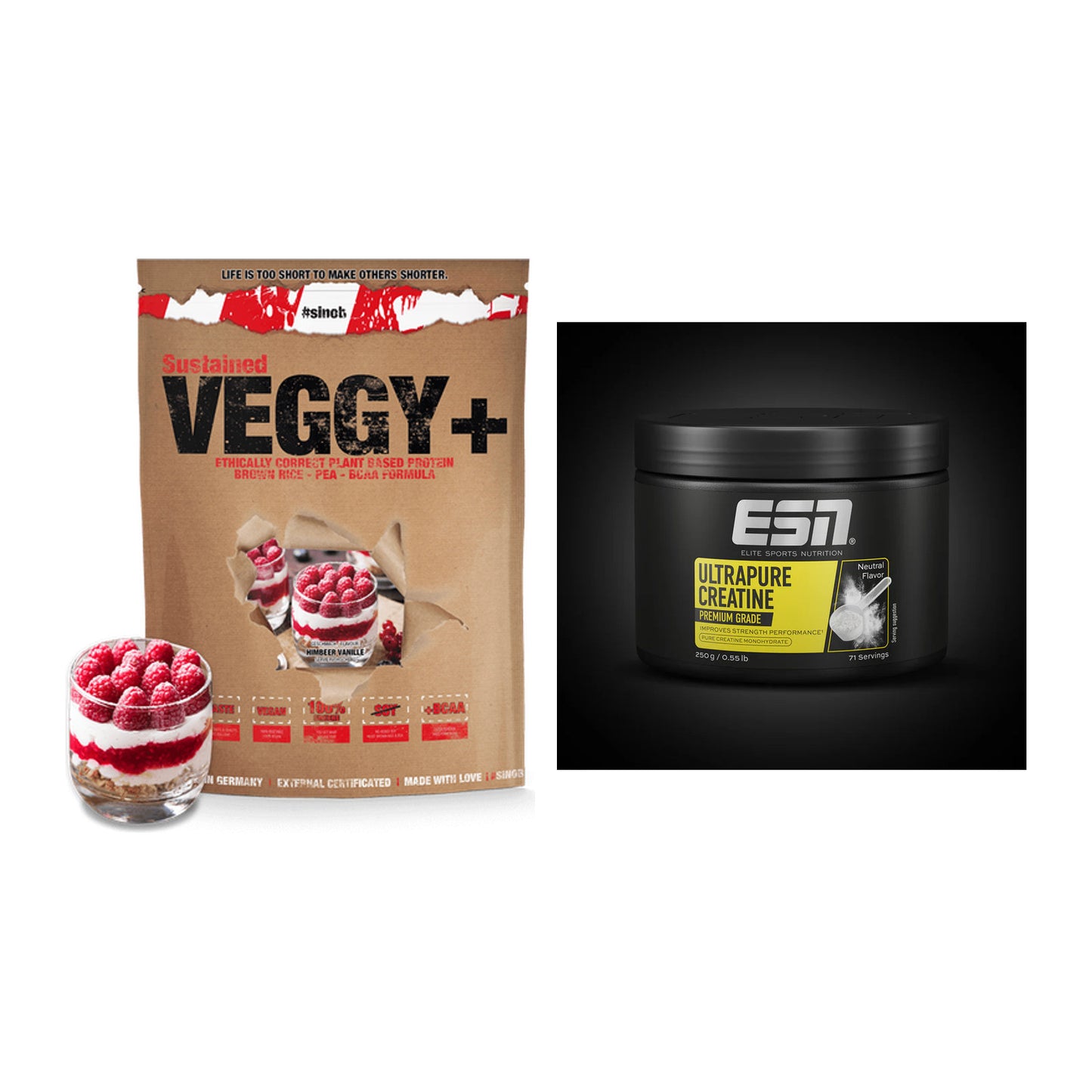 Muskelaufbau-Set: Sinob VEGGY + VEGAN + ESN Ultrapure Creatine – alle enthaltenen Artikel