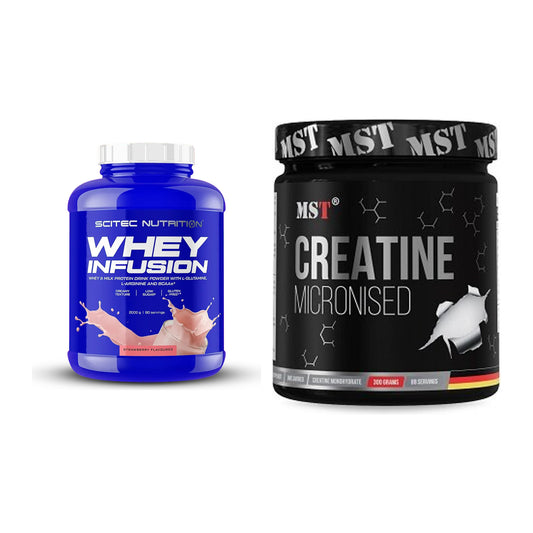 Muskelaufbau-Set: Scitec Whey Infusion 2000g + MST Creatin Monohydrate – alle enthaltenen Artikel