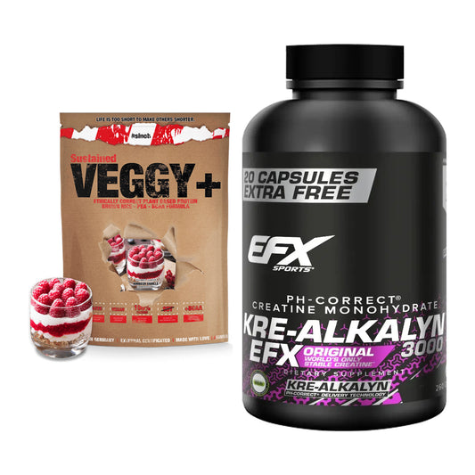Muskelaufbau-Set: Sinob VEGGY + VEGAN + EFX Kre-Alkalyn 3000 – alle enthaltenen Artikel