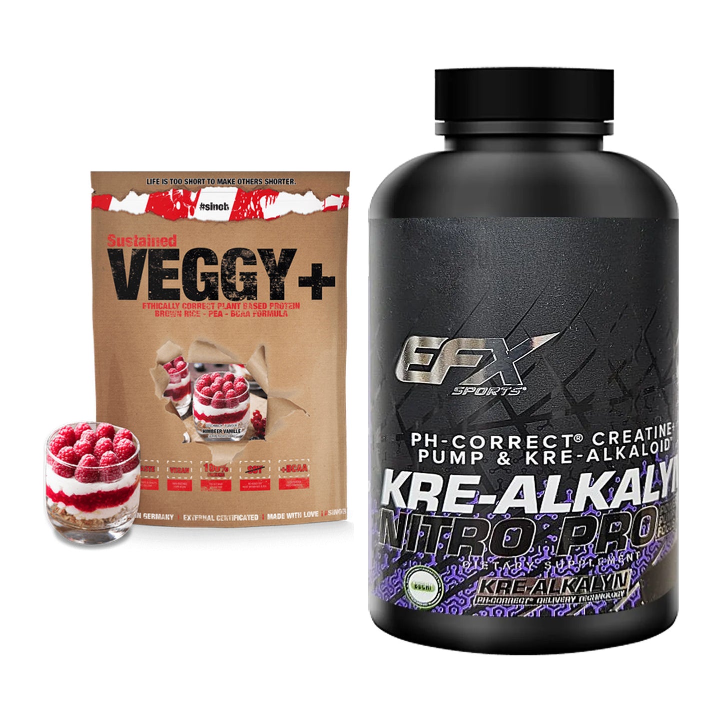 Muskelaufbau-Set: Sinob VEGGY + VEGAN + EFX Kre-Alkalyn PRO 120 – alle enthaltenen Artikel