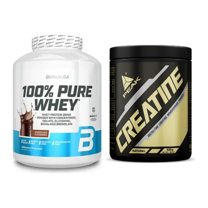 Muskelaufbau-Set: BioTech 100% Pure Whey 2000g + Peak Creatin Powder – alle enthaltenen Artikel
