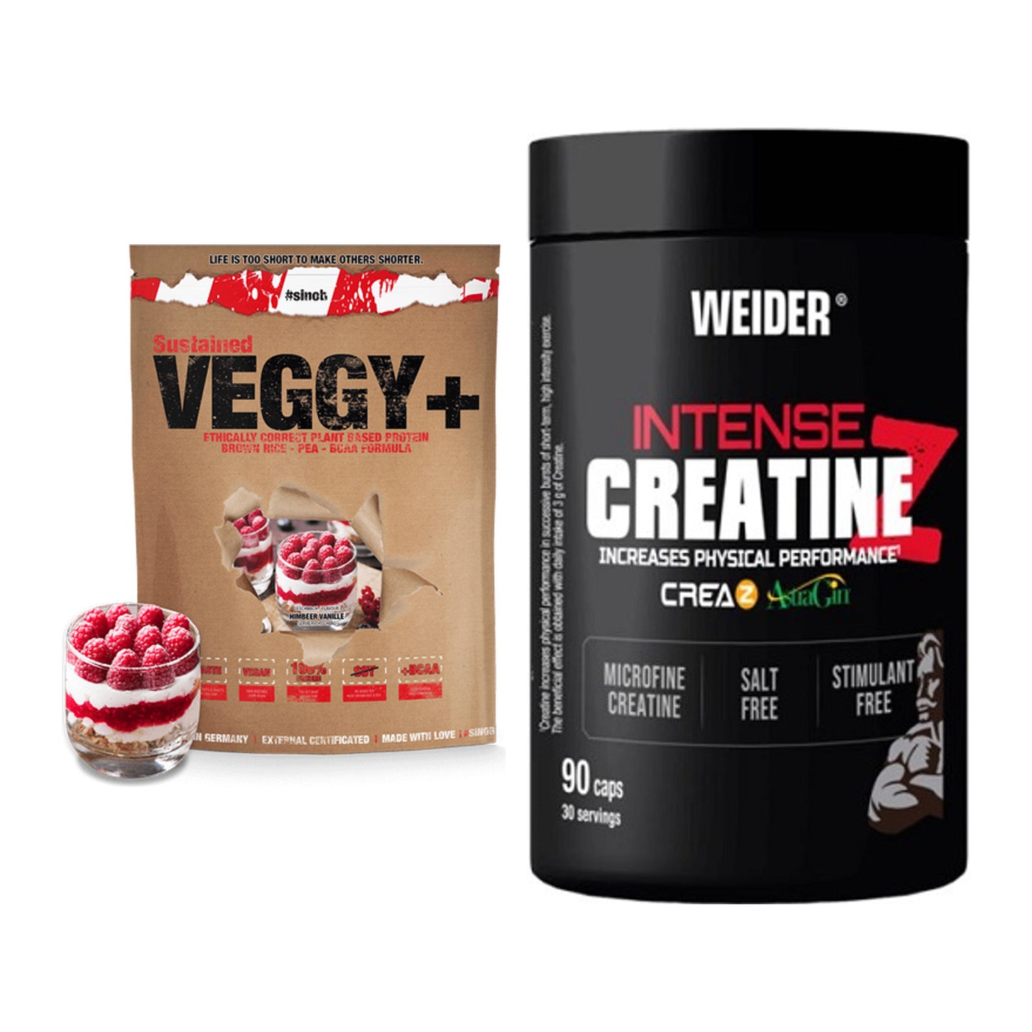 Muskelaufbau-Set: Sinob VEGGY + VEGAN + Weider Intense Pure – alle enthaltenen Artikel