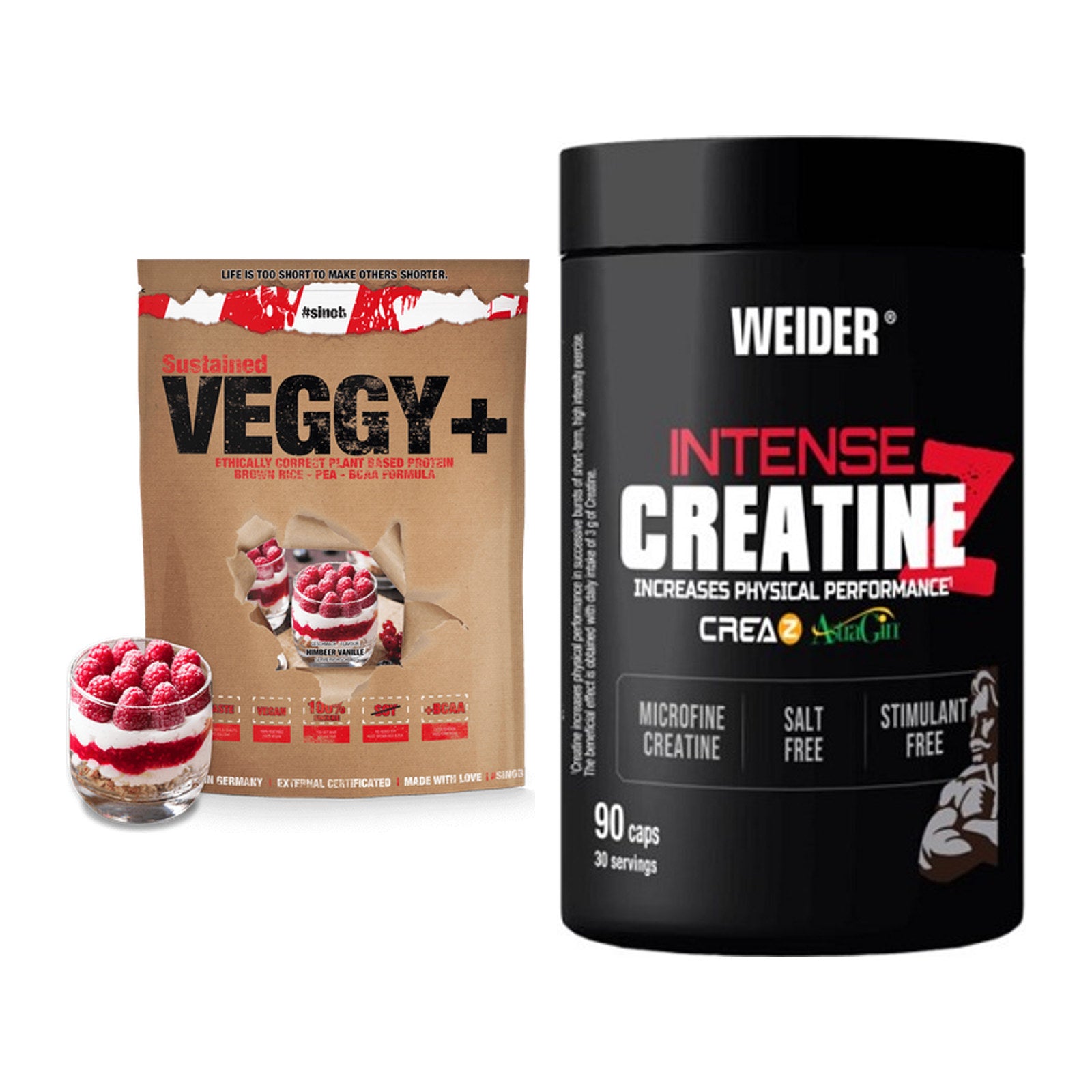 Muskelaufbau-Set: Sinob VEGGY + VEGAN + Weider Intense Pure – alle enthaltenen Artikel