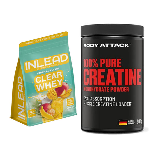 Muskelaufbau-Set: INLEAD Clear Whey + Body Attack 100% Pure – alle enthaltenen Artikel