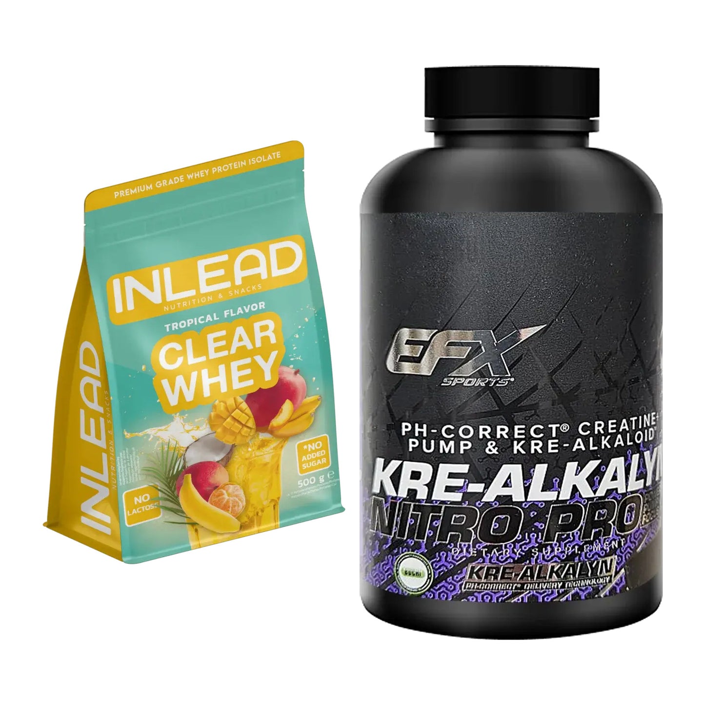 Muskelaufbau-Set: INLEAD Clear Whey + EFX Kre-Alkalyn PRO 120 – alle enthaltenen Artikel