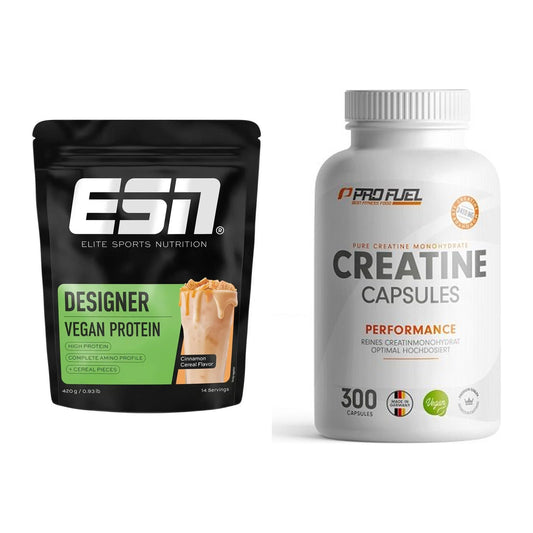 Muskelaufbau-Set: ESN Designer Vegan + ProFuel Creatine – alle enthaltenen Artikel