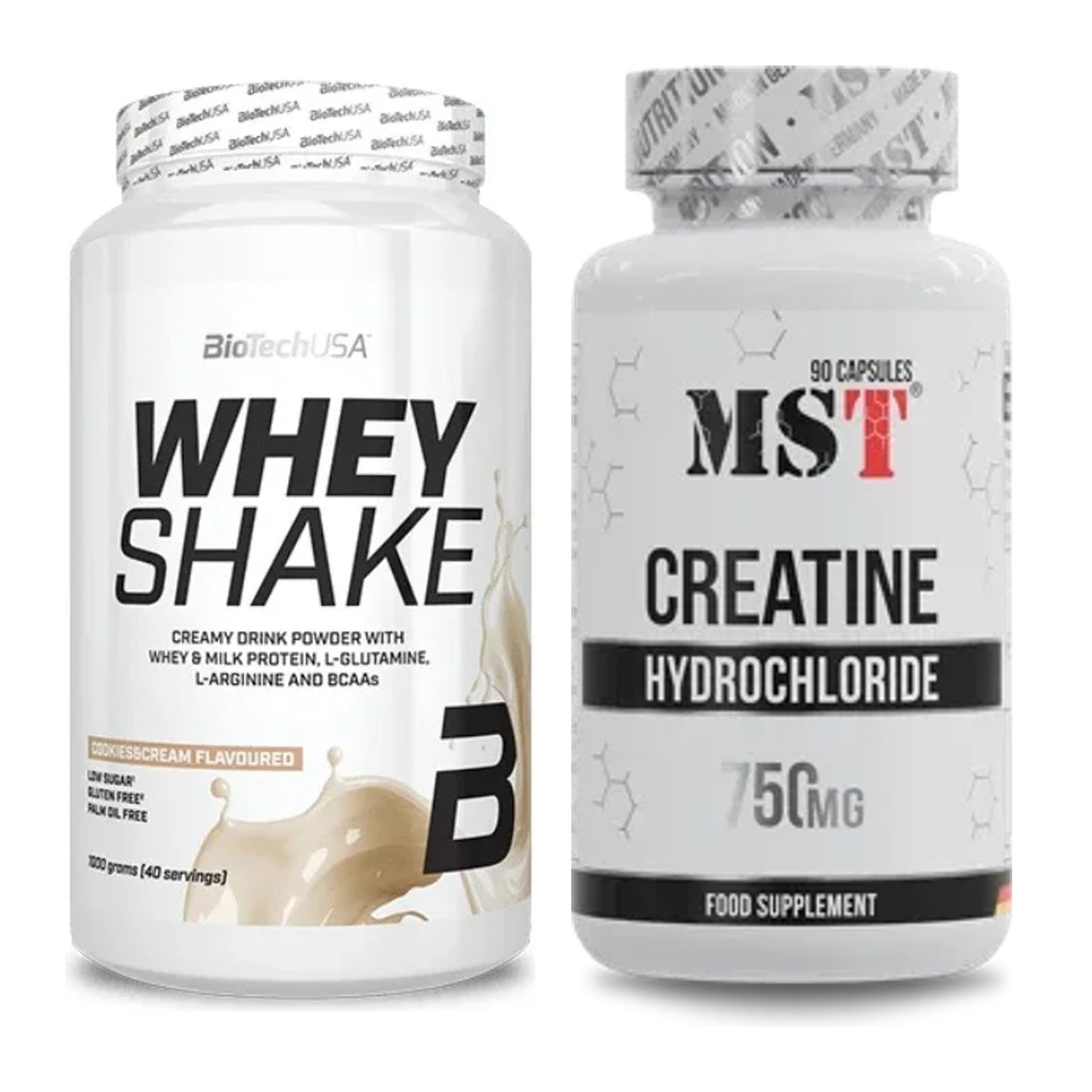 Muskelaufbau-Set: BioTech Whey Shake 1000g + MST Creatin HCL – alle enthaltenen Artikel