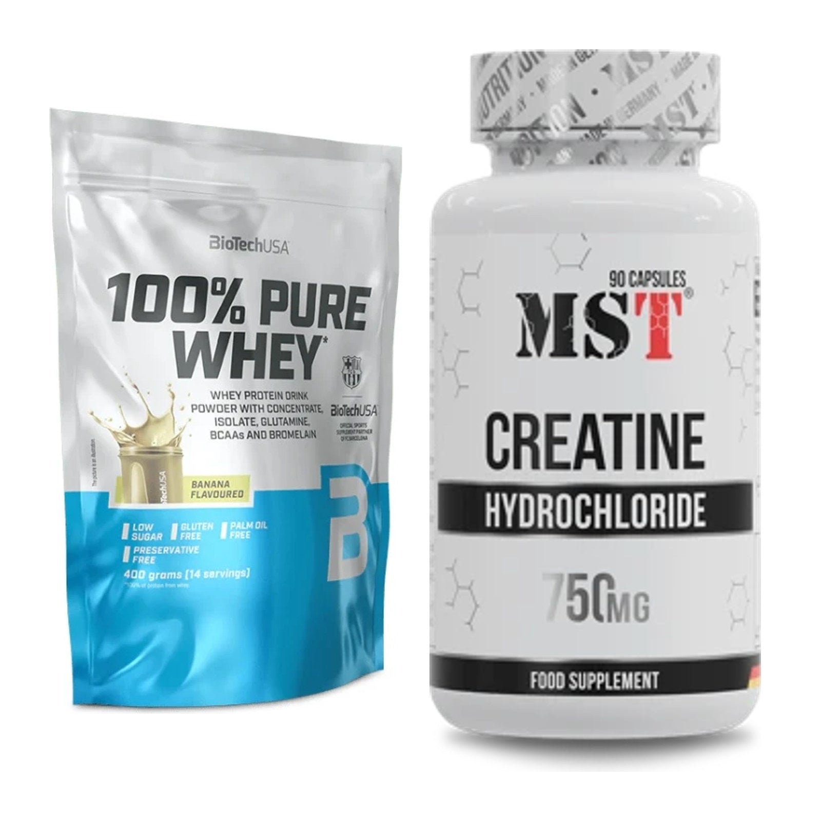 Muskelaufbau-Set: BioTech 100% Pure Whey + MST Creatin HCL – alle enthaltenen Artikel