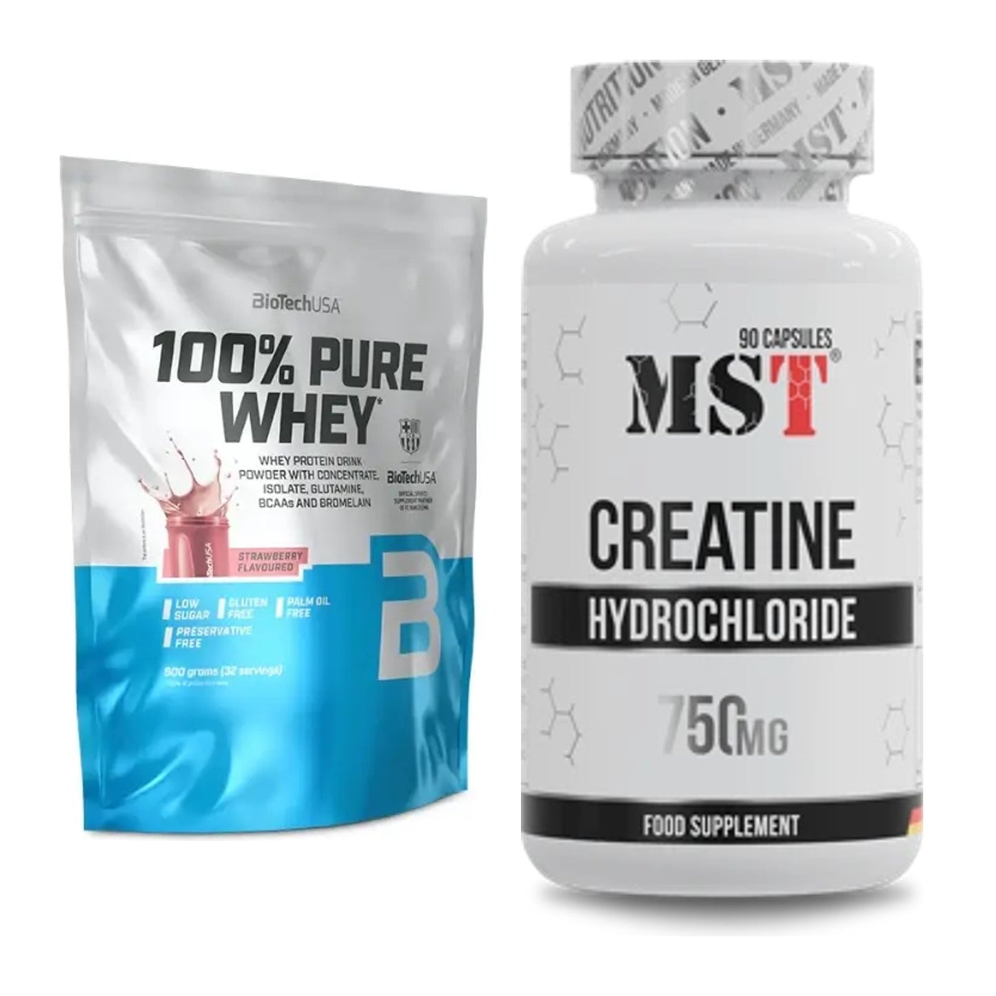 Muskelaufbau-Set: BioTech 100% Pure Whey + MST Creatin HCL – alle enthaltenen Artikel