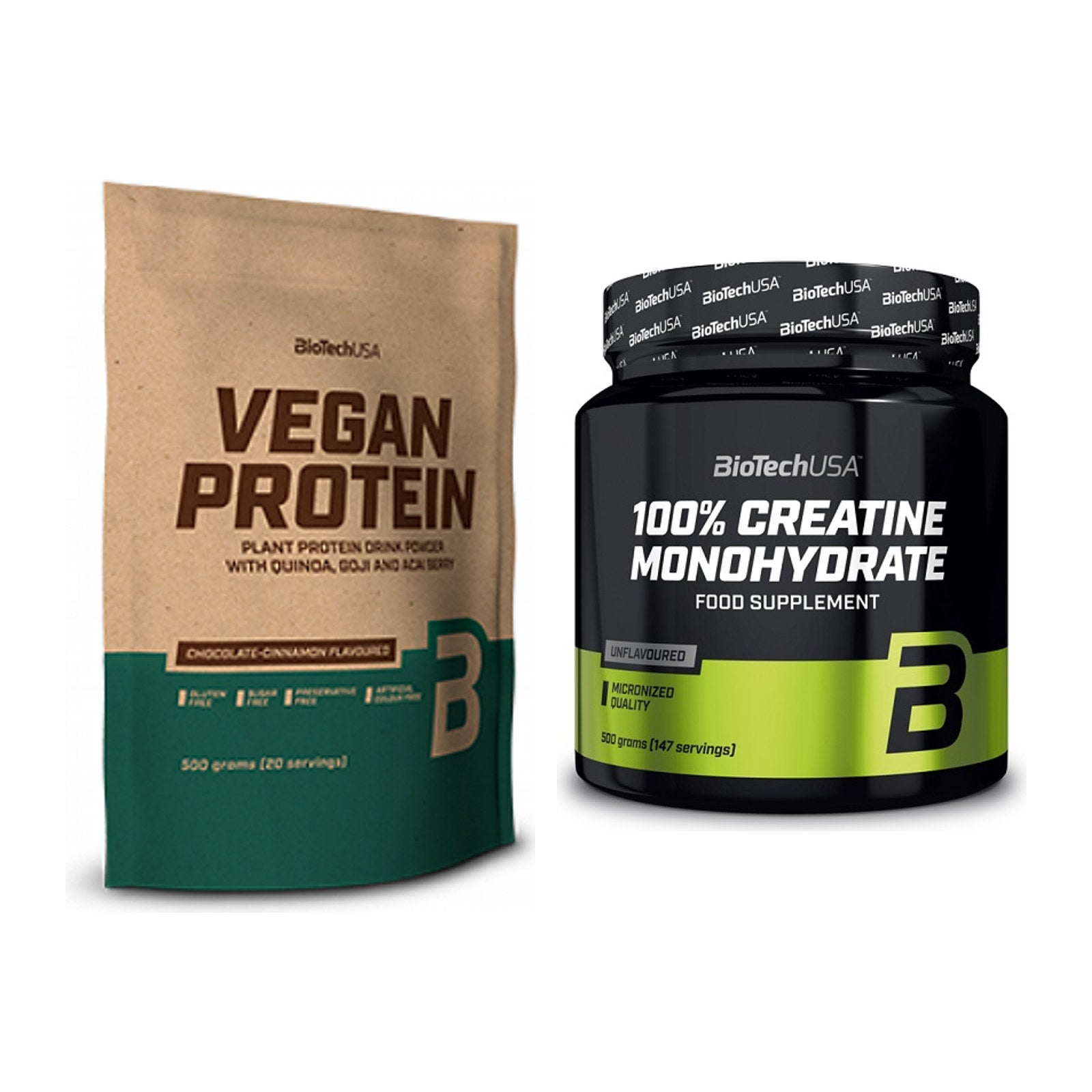 Muskelaufbau-Set: BioTech Vegan Protein + BioTech Creatine Monohydrate – alle enthaltenen Artikel