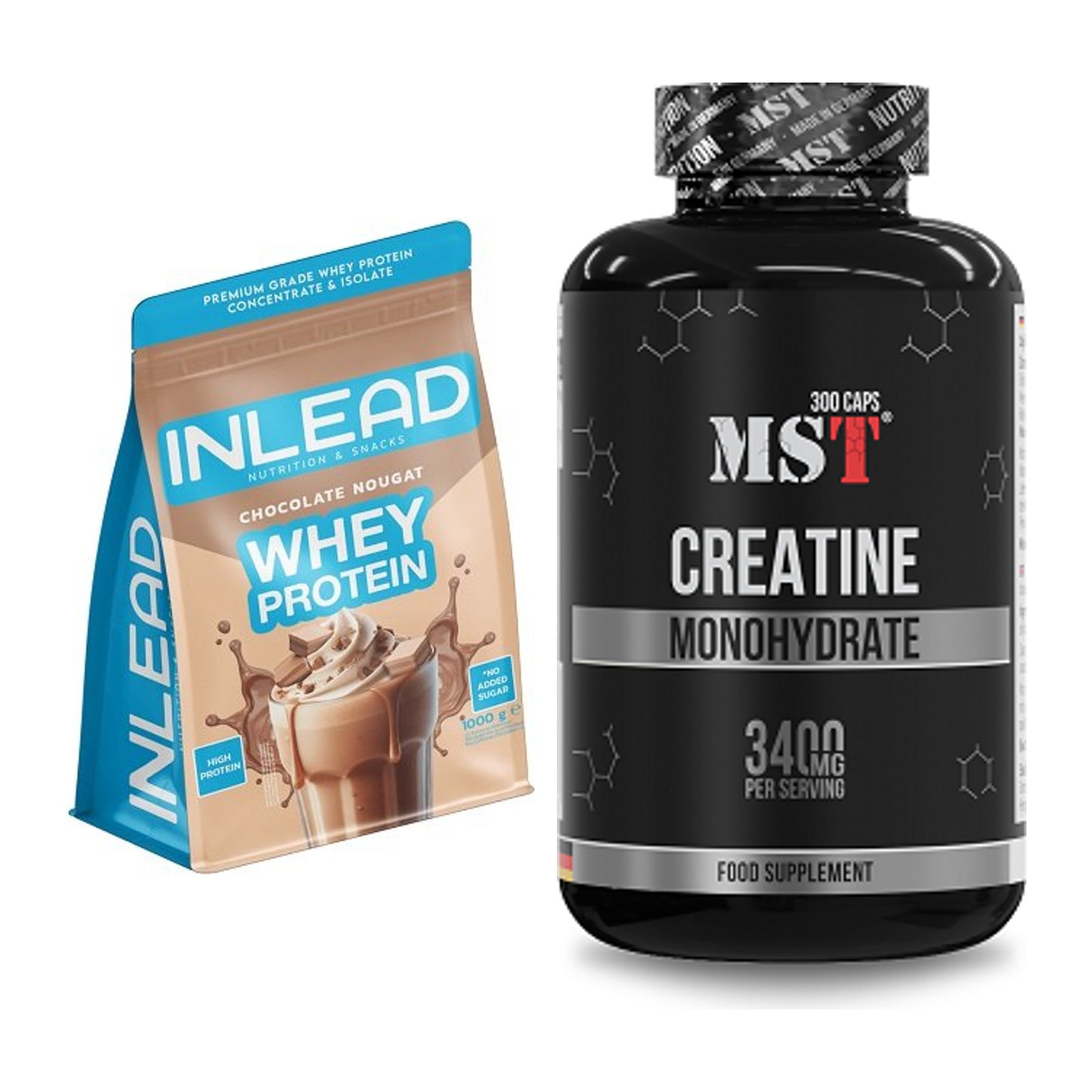 Muskelaufbau-Set: INLEAD Whey Protein + MST Creatine Monohydrate – alle enthaltenen Artikel