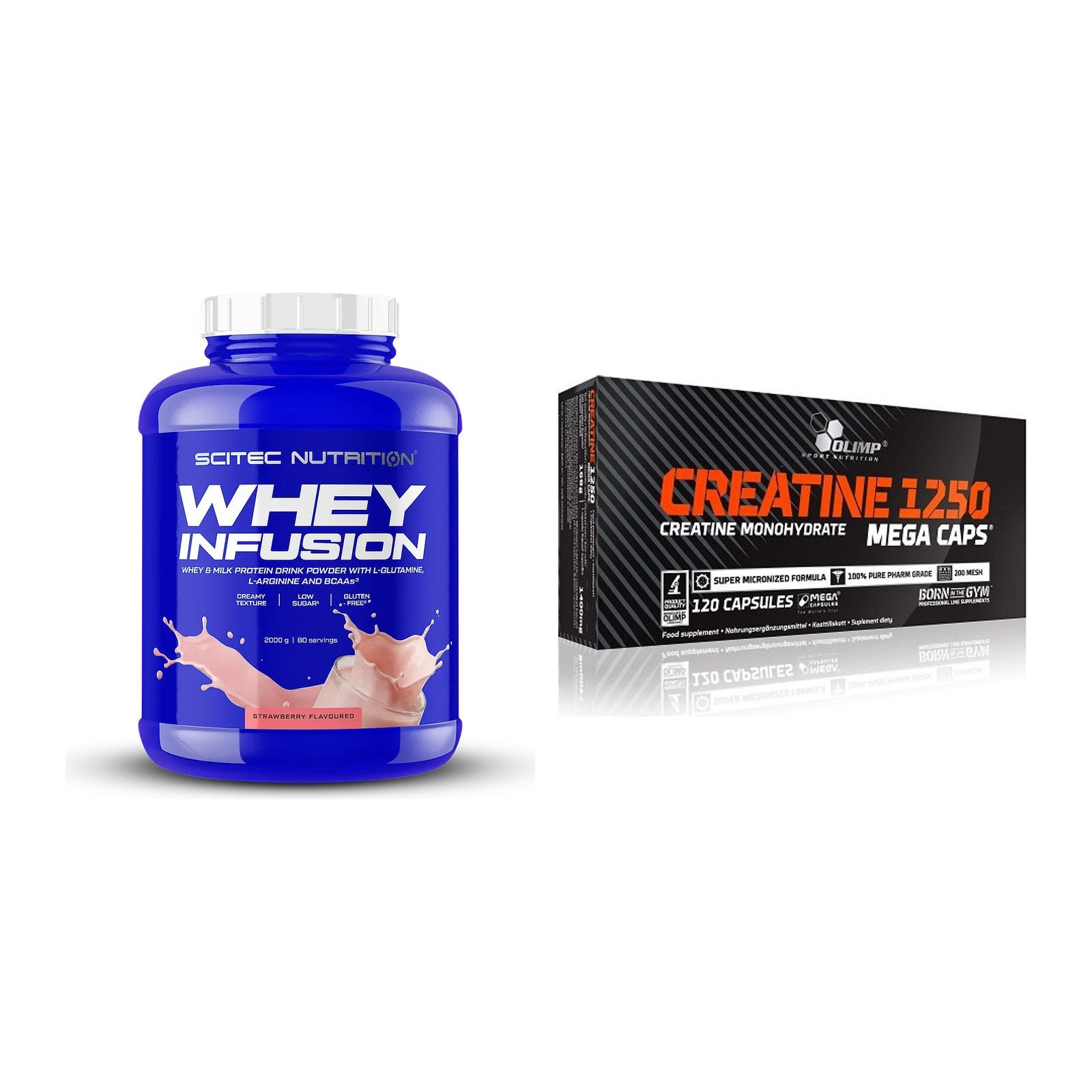 Muskelaufbau-Set: Scitec Whey Infusion + Olimp Creatine Mega Caps – alle enthaltenen Artikel
