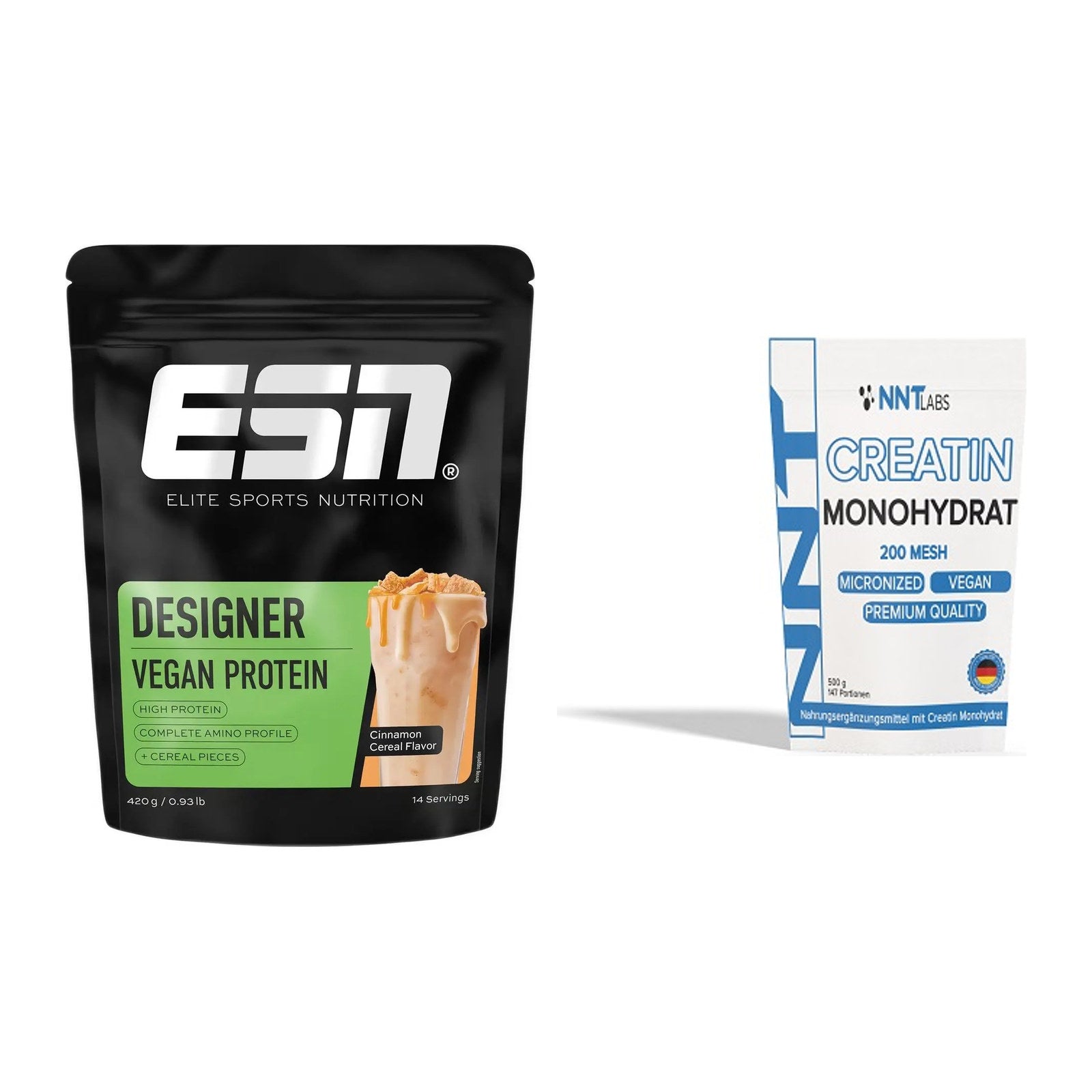 Muskelaufbau-Set: ESN Designer Vegan Protein + NNT Creatin Monohydrat – alle enthaltenen Artikel
