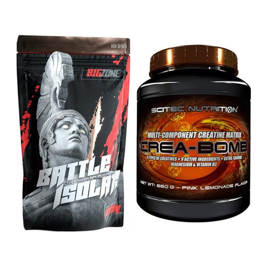 Muskelaufbau-Set: Big Zone Battle Isolate + Scitec Crea-Bomb – alle enthaltenen Artikel