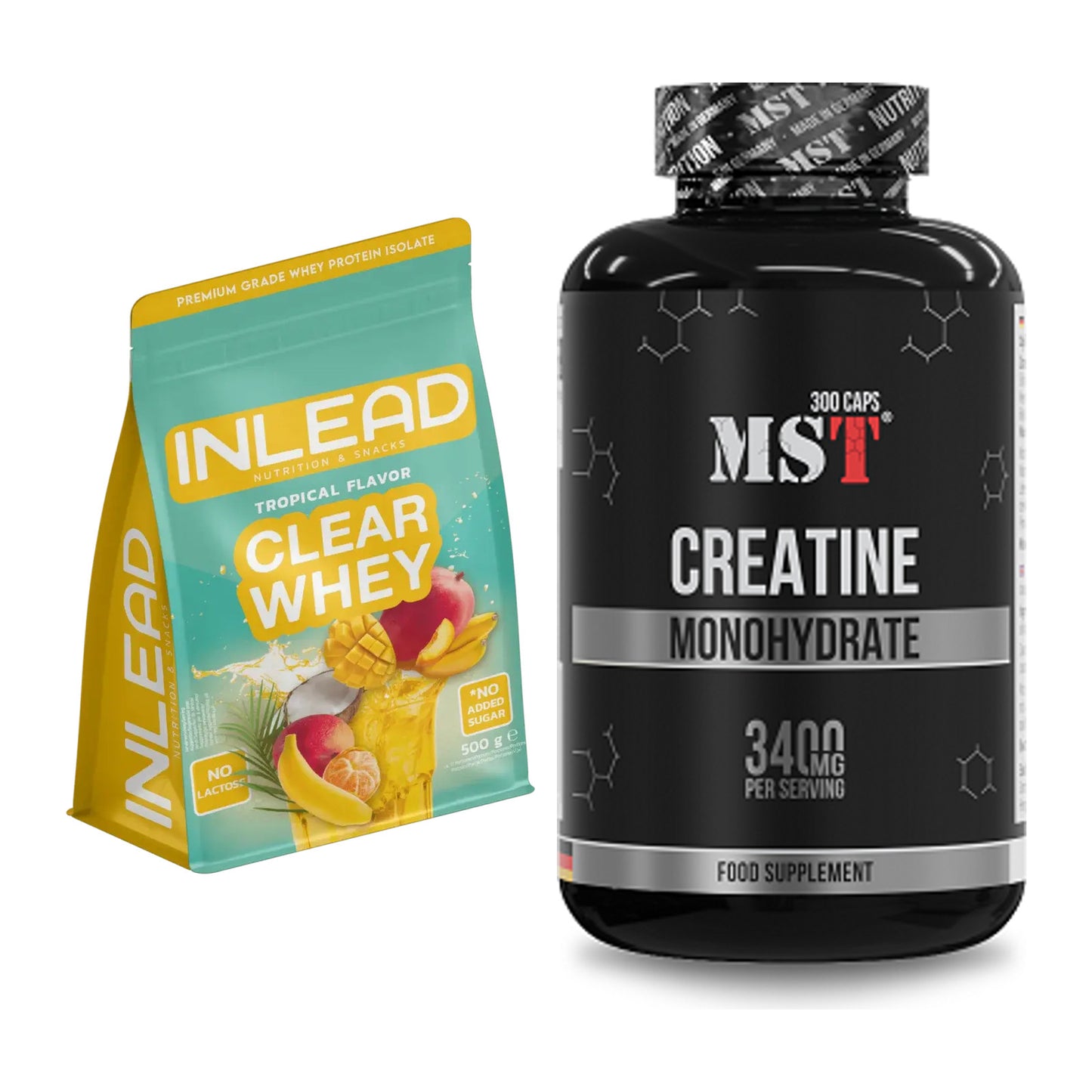 Muskelaufbau-Set: INLEAD Clear Whey Isolate + MST Creatine Monohydrate – alle enthaltenen Artikel