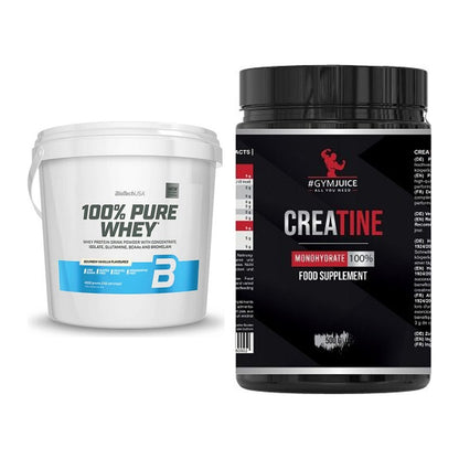 Muskelaufbau-Set: BioTech 100% Pure Whey + #GYMJUICE Creatine – alle enthaltenen Artikel