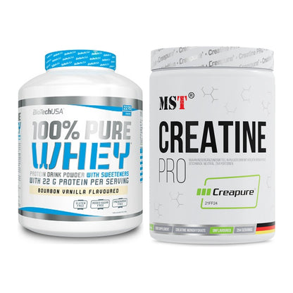 Muskelaufbau-Set: BioTech 100% Pure Whey + MST Creatin Pro CREAPURE – alle enthaltenen Artikel