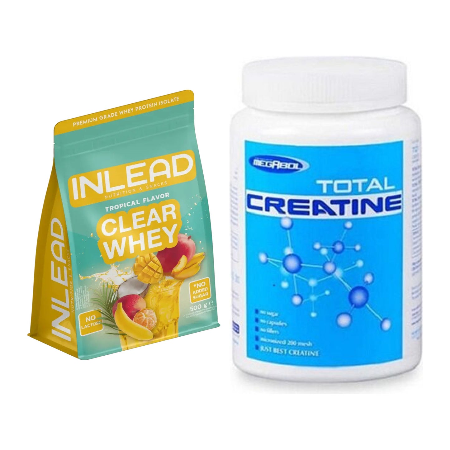 Muskelaufbau-Set: INLEAD Clear Whey Isolate + Megabol Total Creatine – alle enthaltenen Artikel