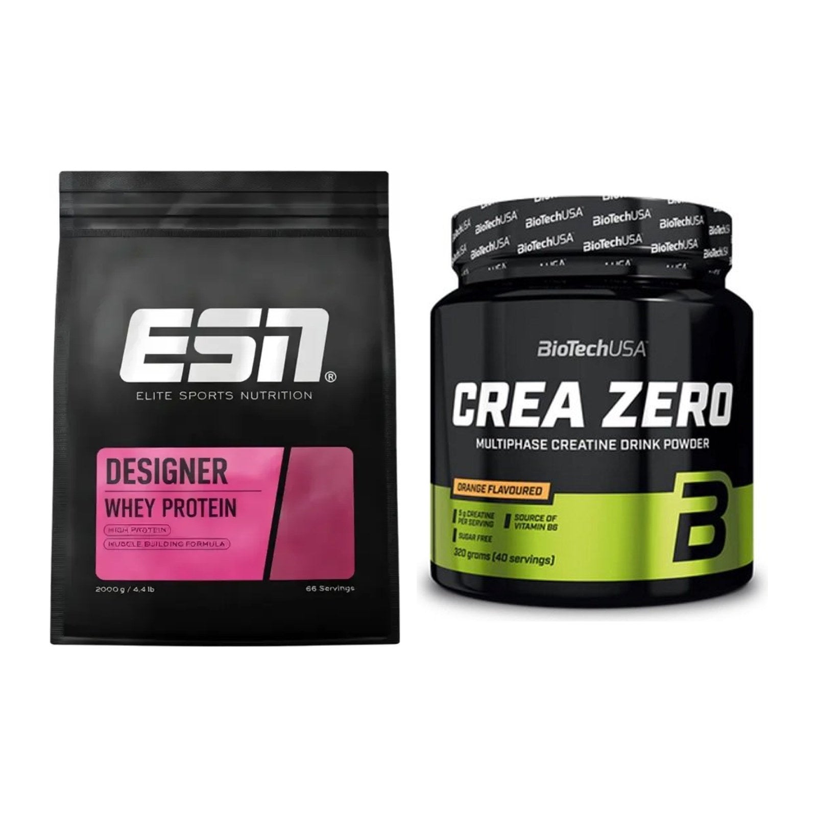 Muskelaufbau-Set: ESN Designer Whey + BioTech Crea Zero – alle enthaltenen Artikel