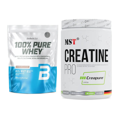 Muskelaufbau-Set: BioTech 100% Pure Whey + MST Creatin Pro CREAPURE – alle enthaltenen Artikel