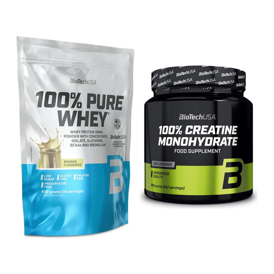 Muskelaufbau-Set: BioTech 100% Pure Whey + BioTech Creatine – alle enthaltenen Artikel