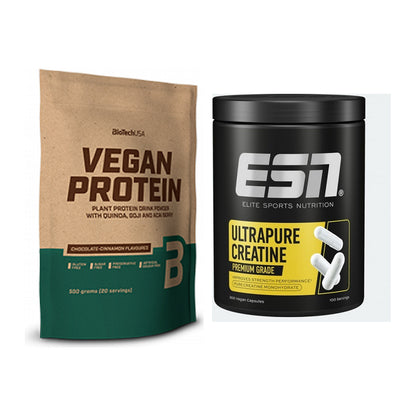 Muskelaufbau-Set: BioTech Vegan Protein + ESN Ultrapure Creatine – alle enthaltenen Artikel