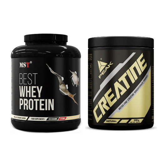Muskelaufbau-Set: MST Best Whey Protein 2010g + Peak Creatin Powder – alle enthaltenen Artikel