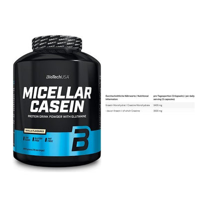 Muskelaufbau-Set: BioTech Micellar Casein + INLEAD Creatine – alle enthaltenen Artikel