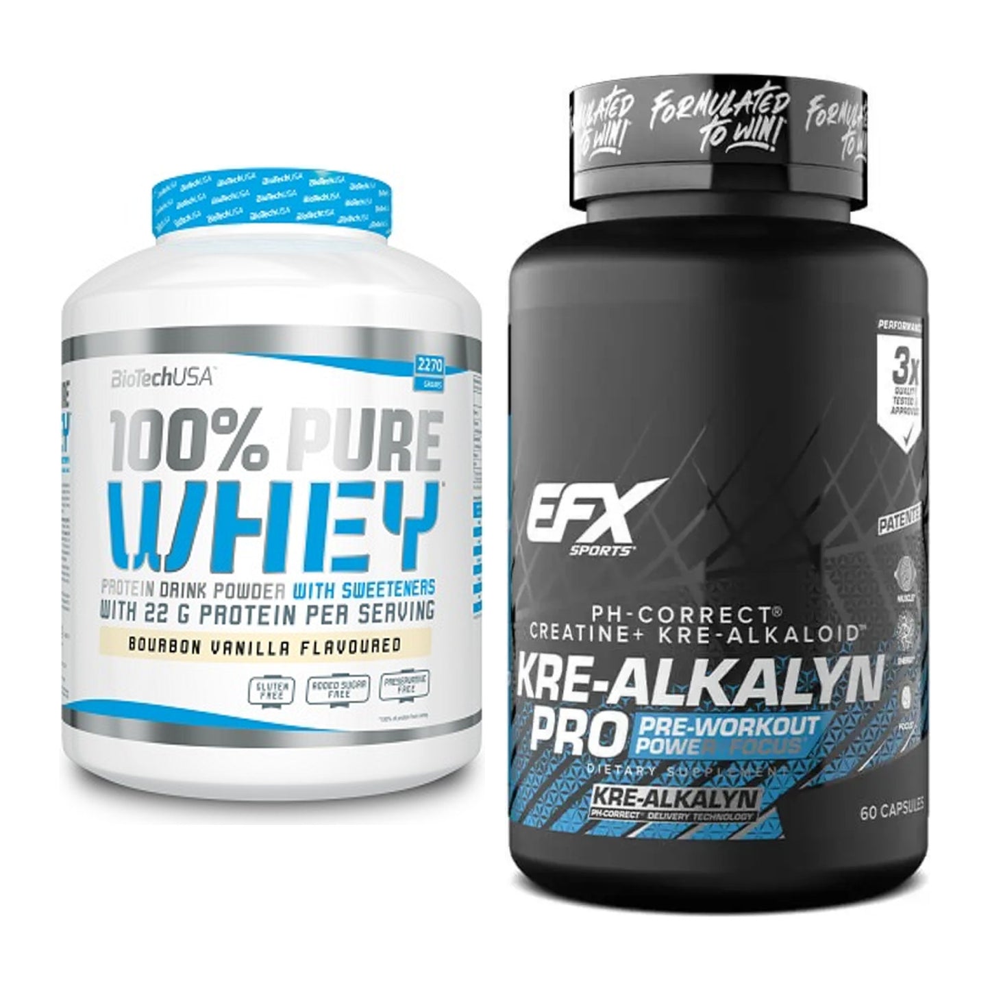 Muskelaufbau-Set: BioTech 100% Pure Whey + EFX Kre-Alkalyn PRO – alle enthaltenen Artikel