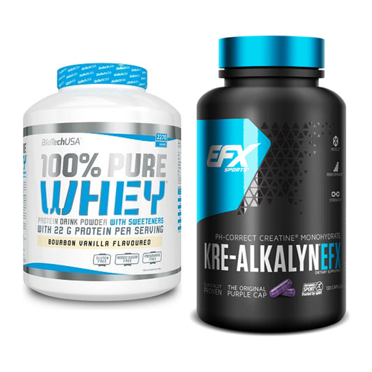 Muskelaufbau-Set: BioTech 100% Pure Whey + EFX Kre-Alkalyn – alle enthaltenen Artikel