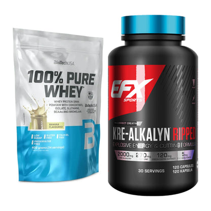 Muskelaufbau-Set: BioTech 100% Pure Whey + EFX Kre-Alkalyn Ripped – alle enthaltenen Artikel